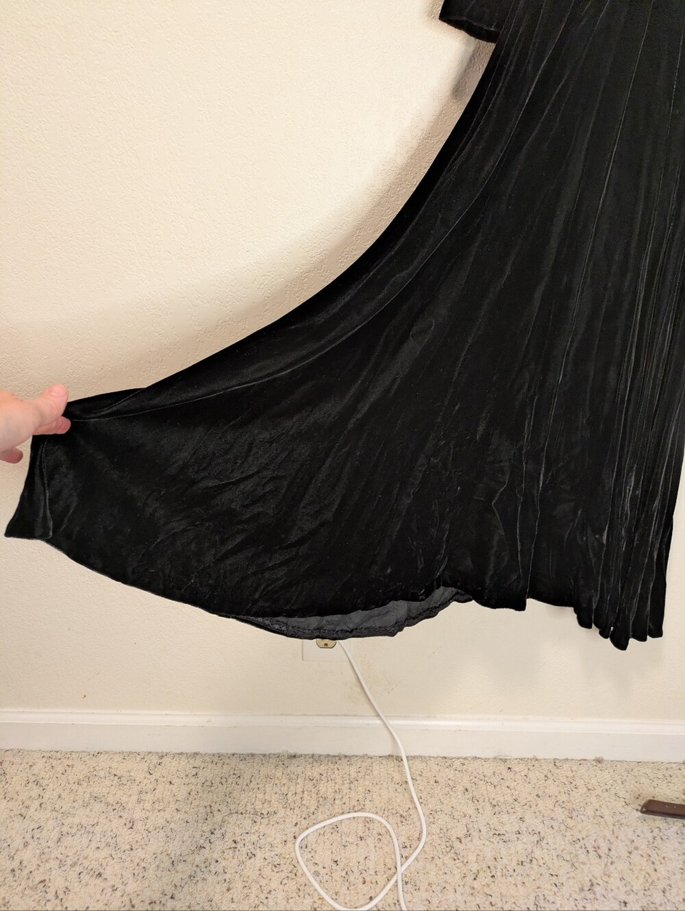 Vintage 80s Ricki Lang for Nuit Black Velvet Full Circle Skirt Maxi Dress ILGWU - Picture 12 of 12